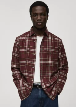 MANGO Koszule*100% cotton flannel checkered shirt