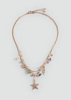 MANGO Biżuteria*Łańcuchowy naszyjnik z zawieszkami