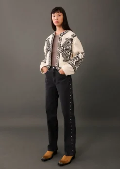 MANGO Kurtki*Żakiet bawełniany haftowany