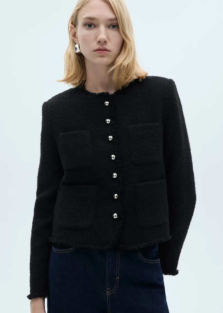 MANGO Kurtki*Żakiet tweedowy z ozdobnymi guzikami