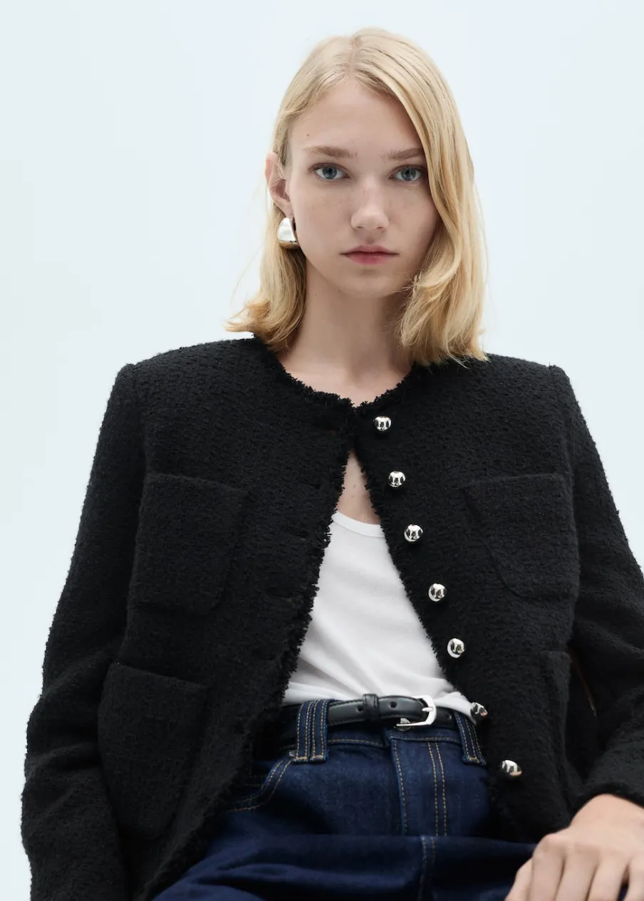 MANGO Kurtki*Żakiet tweedowy z ozdobnymi guzikami