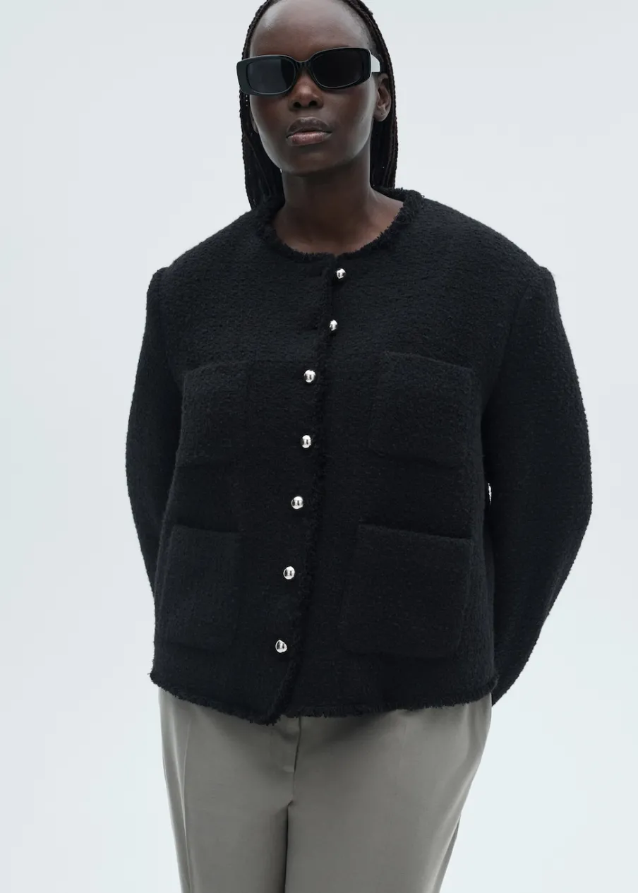 MANGO Kurtki*Żakiet tweedowy z ozdobnymi guzikami