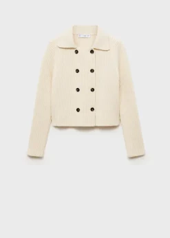 MANGO Kurtki*Żakiet z prążkowanej dzianiny na guziki