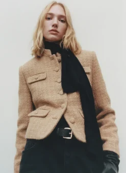 MANGO Kurtki*Żakiet z tweedu ze stójką