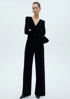MANGO Sukienki I Kombinezony*Aksamitny kombinezon skrzyżowana tkanina
