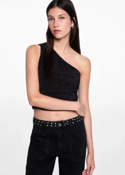 MANGO Koszulki I Topy*Asymetryczny top z lureksu