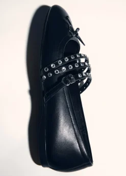 MANGO Buty*Balerinki z paskami z ćwiekami