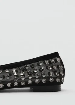 MANGO Buty*Balerinki z siateczki z ćwiekami