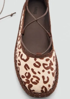 MANGO Buty*Baleriny skórzane w lamparcie cętki