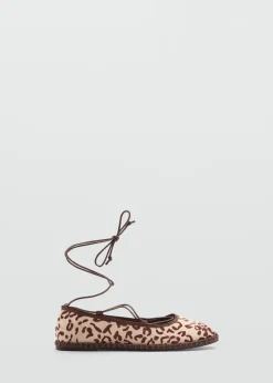 MANGO Buty*Baleriny skórzane w lamparcie cętki