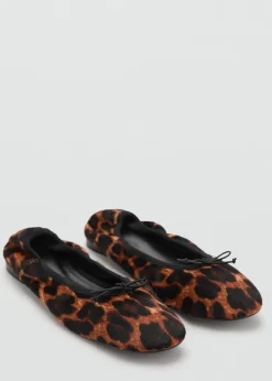MANGO Buty*Baleriny skórzane w lamparcie cętki