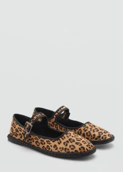 MANGO Buty*Baleriny skórzane w lamparcie cętki