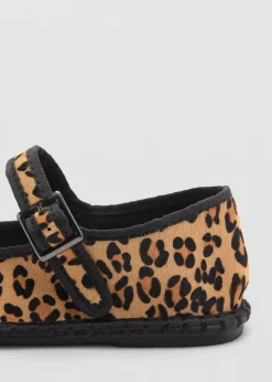 MANGO Buty*Baleriny skórzane w lamparcie cętki