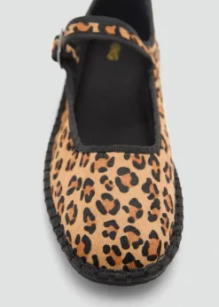 MANGO Buty*Baleriny skórzane w lamparcie cętki