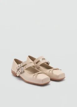MANGO Buty*Baleriny z dwoma sprzączkami i kokardą