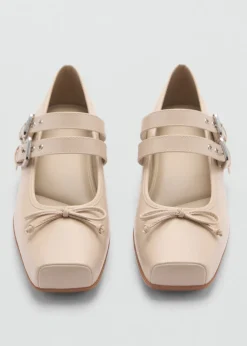 MANGO Buty*Baleriny z dwoma sprzączkami i kokardą