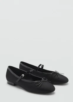 MANGO Buty*Baleriny z paskiem i kokardką