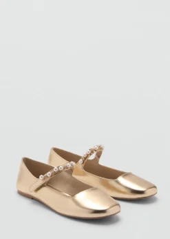 Dzieci MANGO Buty*Baleriny z paskiem w metalicznym kolorze