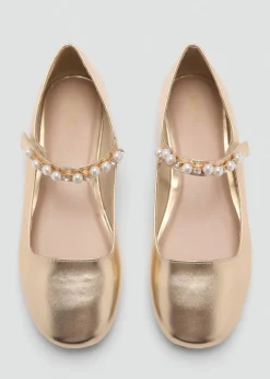 Dzieci MANGO Buty*Baleriny z paskiem w metalicznym kolorze