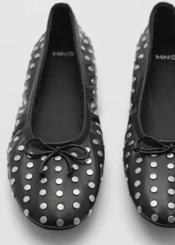 MANGO Buty*Baleriny z ćwiekami i kokardką