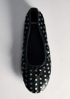 MANGO Buty*Baleriny z ćwiekami i kokardką