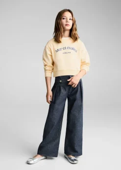 Dzieci MANGO Bluzy*Bawełniana bluza z napisem