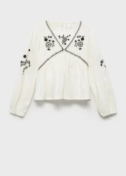 Dzieci MANGO Koszule I Bluzki*Bawełniana bluzka z haftem