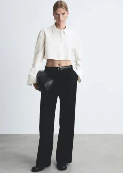 MANGO Koszule I Bluzki*Bawełniana koszula crop