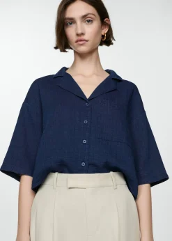 MANGO Koszule I Bluzki*Bawełniana koszula z krótkim rękawem