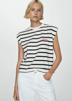 MANGO Koszulki*Bawełniana koszulka w pasy