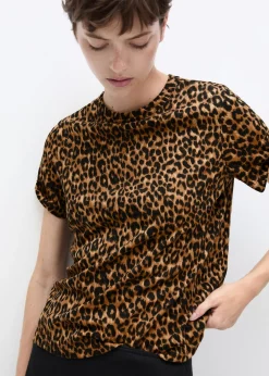 MANGO Koszulki*Bawełniana koszulka w zwierzęcy wzór