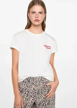 MANGO Koszulki I Topy*Bawełniana koszulka z haftem