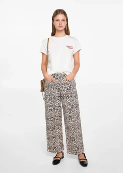 MANGO Koszulki I Topy*Bawełniana koszulka z haftem