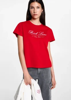 MANGO Koszulki I Topy*Bawełniana koszulka z haftem