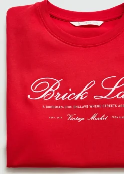 MANGO Koszulki I Topy*Bawełniana koszulka z haftem