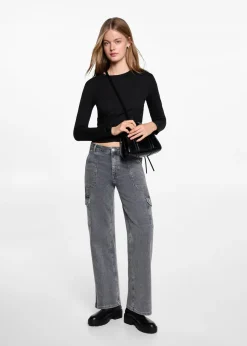 MANGO Koszulki I Topy*Bawełniana koszulka z kopertowym elementem