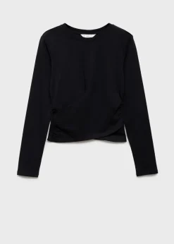 MANGO Koszulki I Topy*Bawełniana koszulka z kopertowym elementem