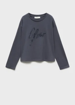 Dzieci MANGO Koszulki I Topy*Bawełniana koszulka z koralikami