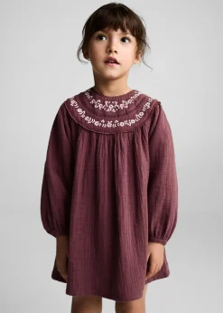 Dzieci MANGO Sukienki I Kombinezony*Bawełniana sukienka z haftem
