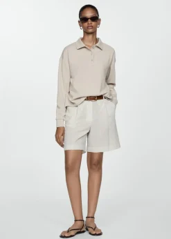 MANGO Krótkie Spodenki*Bawełniane bermudy w pasy