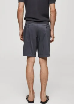 MANGO Spodnie*Bawełniane bermudy z zakładkami