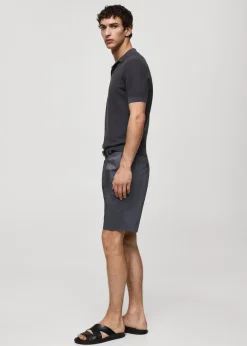 MANGO Spodnie*Bawełniane bermudy z zakładkami