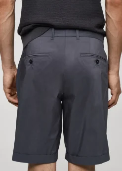 MANGO Spodnie*Bawełniane bermudy z zakładkami