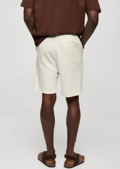 MANGO Spodnie*Bermudy bawełniane z teksturą i sznurkiem