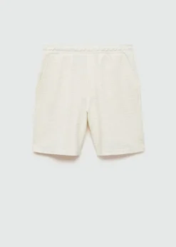 MANGO Spodnie*Bermudy bawełniane z teksturą i sznurkiem