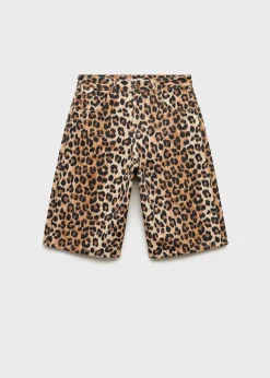 MANGO Krótkie Spodenki*Bermudy dżinsowe w lamparcie cętki