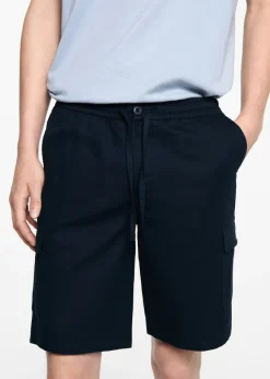MANGO Bermudy*Bermudy lniane z kieszeniami cargo