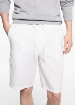 MANGO Bermudy*Bermudy lniane z kieszeniami cargo