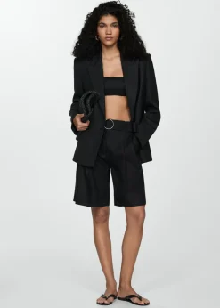 MANGO Krótkie Spodenki*Bermudy lniane z paskiem