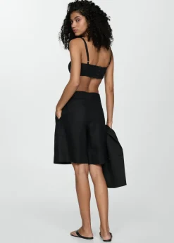 MANGO Krótkie Spodenki*Bermudy lniane z paskiem